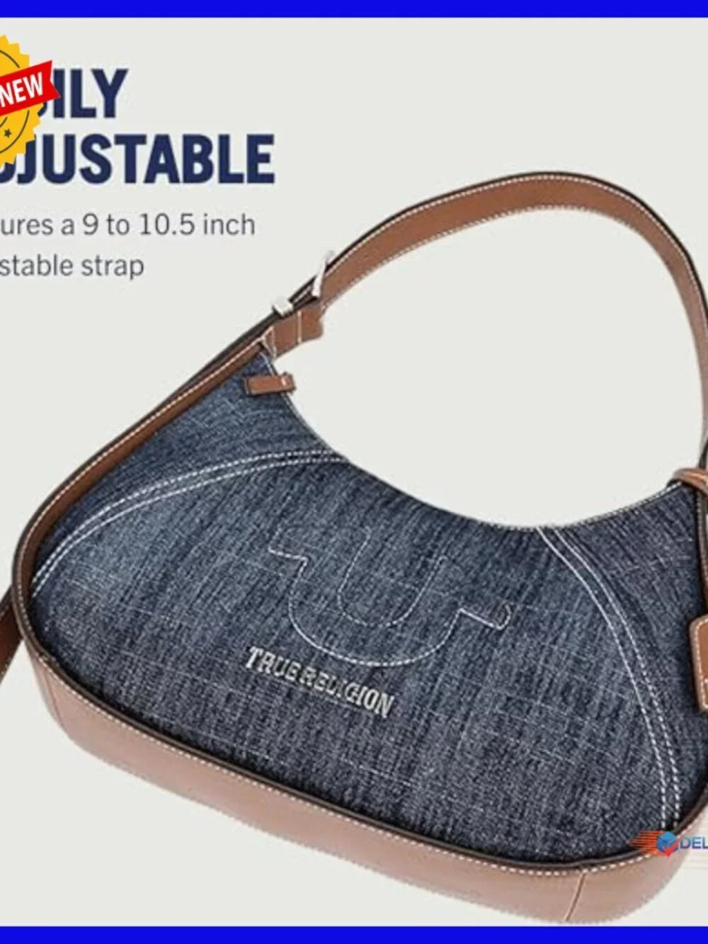 Adjustable Strap Hobo Bag with Zip Closure, Lightweight Cotton-Polyester Blend